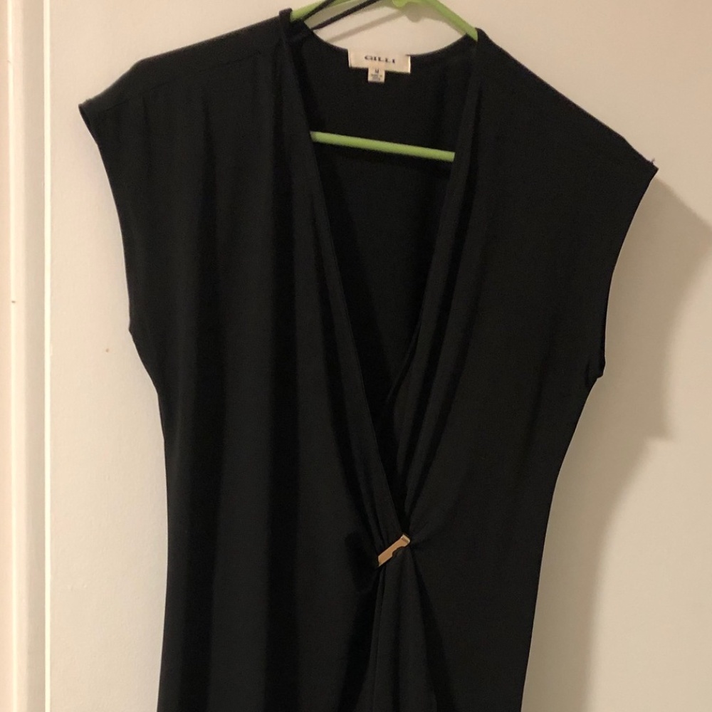 Size M Medium Black Faux Wrap Dress RUNS BIG